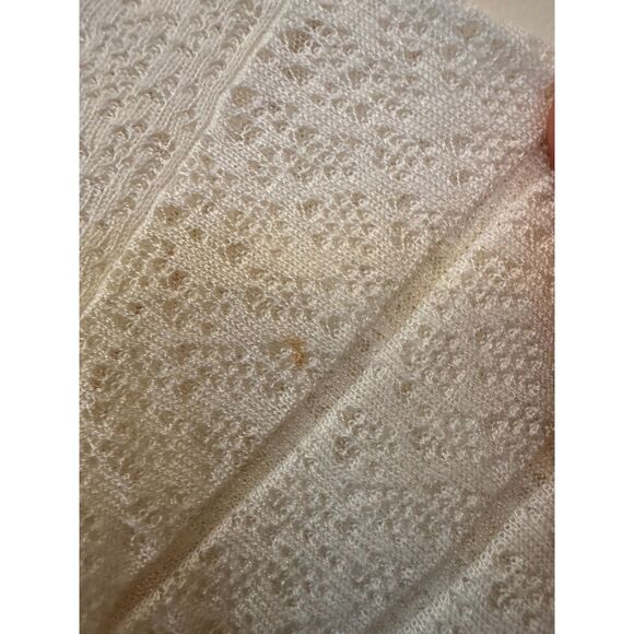 Karen Millen White Open Knit Pullover Sweater 3/4 Sleeves with Shirttail Size 4 - Picture 4 of 5